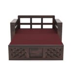 Solid Sheesham Wood 2 Seater Sofa Cum Bed | Walnut Wood Finish - Image 6