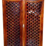 Solid Sheesham Wood Pooja Mandir | Handcrafted Lattice Door Design with Honey Finish - Image 5