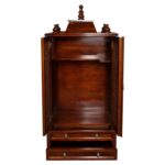 Solid Sheesham Wood Pooja Mandir | Handcrafted Lattice Door Design with Honey Finish - Image 9