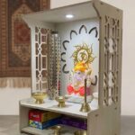 Solid Sheesham Wood Pooja Mandir | Compact Home Temple with LED Light & Carved Jali Design