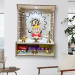 Solid Sheesham Wood Pooja Mandir | Compact Home Temple with LED Light & Carved Jali Design - Image 4