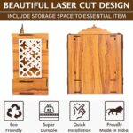 Solid Sheesham Wood Temple for Home & Pooja Room | Handcrafted Lattice Door Design with Honey Finish - Image 5