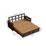 Solid Sheesham Wood 3 Seater Sofa Cum Bed | Multipurpose Wooden Sofa Bed with Honey & Walnut Finish - Image 2