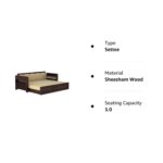 Solid Sheesham Wood 3 Seater Sofa Cum Bed | Multipurpose Wooden Sofa Bed with Honey & Walnut Finish - Image 6