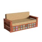 Solid Sheesham Wood 3 Seater Sofa Cum Bed | Honey & Walnut Finish | Multifunctional Wooden Sofa Bed for Living Room - Image 4
