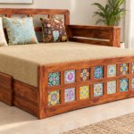 Solid Sheesham Wood 3 Seater Sofa Cum Bed | Honey & Walnut Finish | Multifunctional Wooden Sofa Bed for Living Room - Image 3
