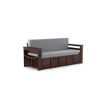 Solid Sheesham Wood 3 Seater Sofa Cum Bed | Honey & Walnut Finish | Multifunctional Wooden Sofa Bed - Image 2