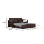 Solid Sheesham Wood 3 Seater Sofa Cum Bed | Honey & Walnut Finish | Multifunctional Wooden Sofa Bed - Image 4