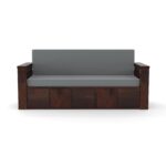 Solid Sheesham Wood 3 Seater Sofa Cum Bed | Honey & Walnut Finish | Multifunctional Wooden Sofa Bed - Image 5