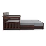 Solid Sheesham Wood 3 Seater Sofa Cum Bed | Honey & Walnut Finish | Multifunctional Wooden Sofa Bed - Image 7