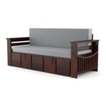 Solid Sheesham Wood 3 Seater Sofa Cum Bed | Honey & Walnut Finish | Multifunctional Wooden Sofa Bed - Image 8