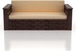 Solid Sheesham Wood 3 Seater Sofa Cum Bed with Storage | Walnut Finish | Multifunctional Wooden Sofa Bed - Image 2