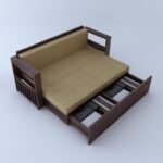 Solid Sheesham Wood 3 Seater Sofa Cum Bed with Storage | Walnut Finish | Multifunctional Wooden Sofa Bed - Image 5