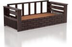 Solid Sheesham Wood 3 Seater Sofa Cum Bed with Storage | Walnut Finish | Multifunctional Wooden Sofa Bed - Image 6