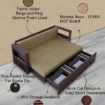 Solid Sheesham Wood 3 Seater Sofa Cum Bed with Storage | Walnut Finish | Multifunctional Wooden Sofa Bed - Image 8