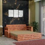 Solid Sheesham Wood 3 Seater Sofa Cum Bed | Walnut Finish with Storage