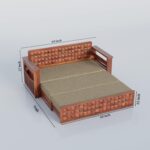Solid Sheesham Wood 3 Seater Sofa Cum Bed | Walnut Finish with Storage - Image 3