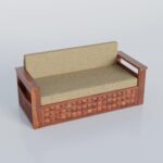Solid Sheesham Wood 3 Seater Sofa Cum Bed | Walnut Finish with Storage - Image 4
