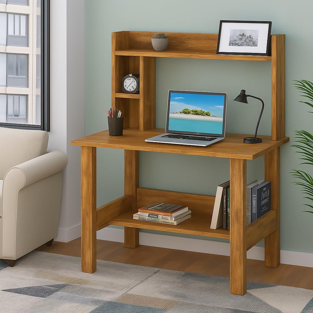 61Z9yq4WD2L._SL1024_ Solid Sheesham Wood Study Table | Black, White & Walnut Finish - Image 1