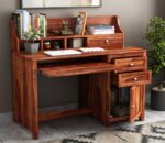 Solid Sheesham Wood Study Table with Storage | Walnut & Honey Finish