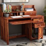 Solid Sheesham Wood Study Table with Storage | Walnut & Honey Finish
