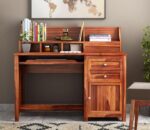 Solid Sheesham Wood Study Table with Storage | Walnut & Honey Finish - Image 5
