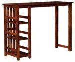 Solid Sheesham Wood Bar Table with Storage | Walnut Finish | High Bar Counter Table - Image 2