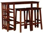 Solid Sheesham Wood Bar Table with Storage | Walnut Finish | High Bar Counter Table - Image 4
