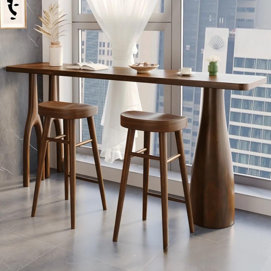61EM94BeskL._SL1080_ Solid Sheesham Wood Bar Table | Honey Finish | Modern High-Top Counter Table for Home & Dining - Image 1