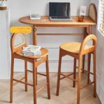Solid Sheesham Wood Bar Table with Cane Backrest | Honey Finish | Modern High-Top Table - Image 5