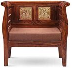 Solid Sheesham Wood Single Seater Sofa | Honey Finish | Cushioned Wooden Lounge Chair - Image 5