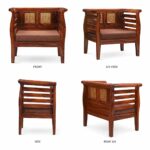 Solid Sheesham Wood Single Seater Sofa | Honey Finish | Cushioned Wooden Lounge Chair - Image 6