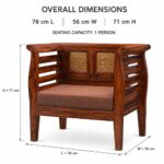Solid Sheesham Wood Single Seater Sofa | Honey Finish | Cushioned Wooden Lounge Chair - Image 7