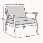 Solid Sheesham Wood Lounge Chair | Mid-Century Accent Chair for Living Room | Wooden Arm Chair with Cushions Walnut & Huney Finish - Image 3