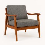 Solid Sheesham Wood Lounge Chair | Mid-Century Accent Chair for Living Room | Wooden Arm Chair with Cushions Walnut & Huney Finish - Image 4