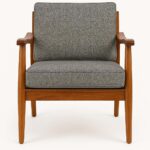 Solid Sheesham Wood Lounge Chair | Mid-Century Accent Chair for Living Room | Wooden Arm Chair with Cushions Walnut & Huney Finish - Image 5