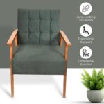 Solid Sheesham Wood Single Seater Sofa | Honey Finish with Cushioned Seat - Image 7