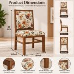 Solid Sheesham Wood Dining Chair Set of 2 | Honey Finish & Upholstered Seat - Image 2