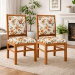 Solid Sheesham Wood Dining Chair Set of 2 | Honey Finish & Upholstered Seat - Image 3