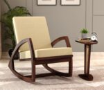 Solid Sheesham Wood Rocking Chair | Honey & Walnut Finish with Cushioned Seat