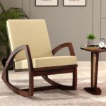 Solid Sheesham Wood Rocking Chair | Honey & Walnut Finish with Cushioned Seat