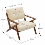 Solid Sheesham Wood Lounge Chair | Honey Finish with Cream Cushioned Upholstery - Image 2