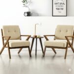 Solid Sheesham Wood Lounge Chair | Honey Finish with Cream Cushioned Upholstery - Image 3