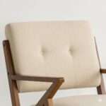 Solid Sheesham Wood Lounge Chair | Honey Finish with Cream Cushioned Upholstery - Image 4