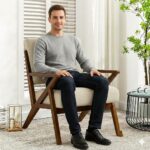 Solid Sheesham Wood Lounge Chair | Honey Finish with Cream Cushioned Upholstery - Image 5