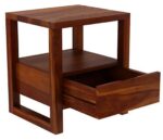 RASWOOD Sheesham Wood Bedside Table with Drawer & Shelf – Honey Finish - Image 2