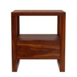 RASWOOD Sheesham Wood Bedside Table with Drawer & Shelf – Honey Finish - Image 3