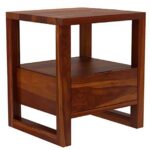 RASWOOD Sheesham Wood Bedside Table with Drawer & Shelf – Honey Finish - Image 4