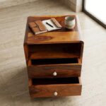 RASWOOD Sheesham Wood Bedside Table with Drawer & Shelf – Brown Finish - Image 4