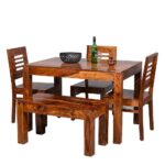 RASWOOD Solid Sheesham Wood 4 Seater Dining Table – Honey Finish